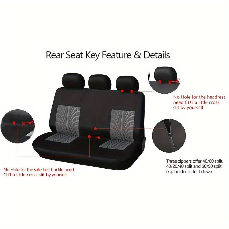 Universal Car Seat Covers for 5 Seats with Printed Letter Design Polyester Fit Most Vehicles