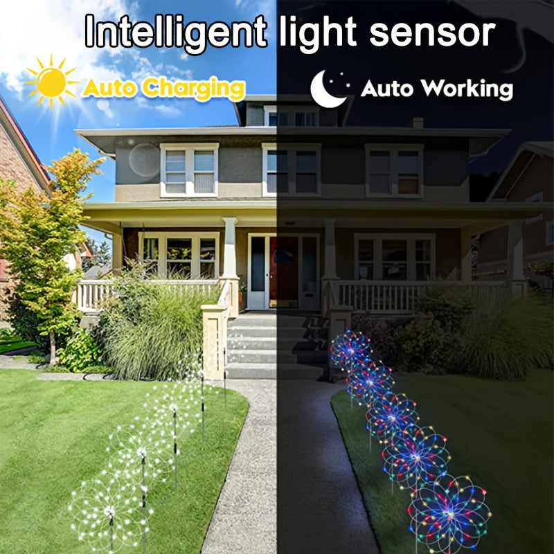 Adjustable Solar Garden Firework Lights with 8 Modes and 420 LED