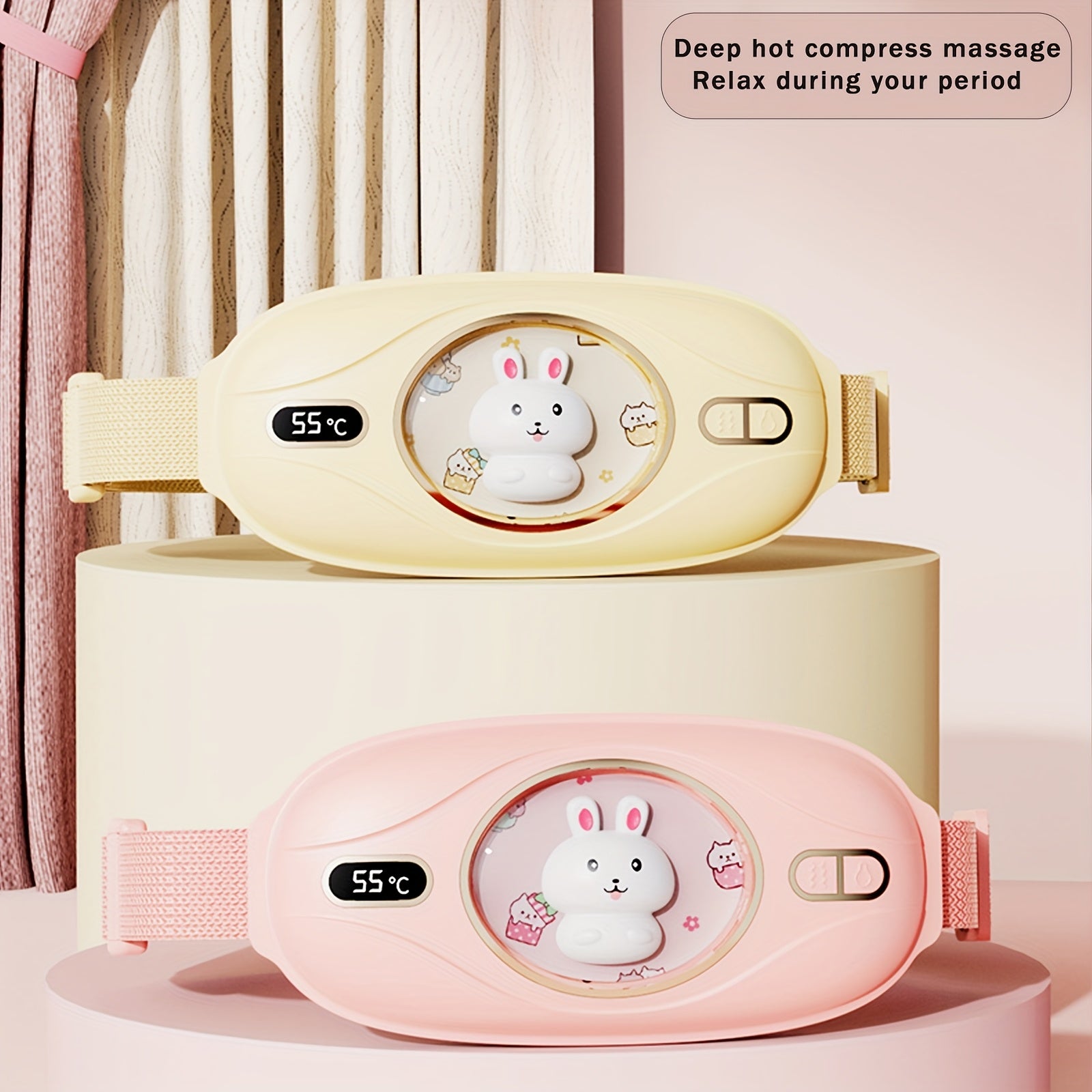 Vibrating Heating Massage Belt for Waist with Five Speeds USB Rechargeable Abdominal Massager