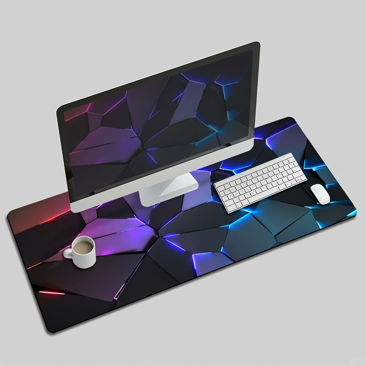 Geometric Gaming Mouse Pad Waterproof Non-Slip Polyester Desk Mat for Gamers and Office