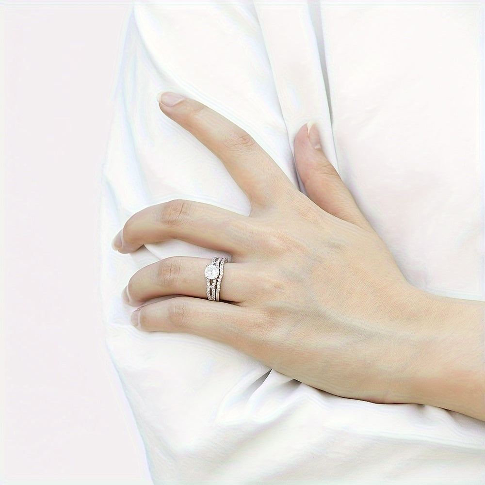 "Vaqt o‘tkazmaydigan fransuz uslubidagi 2-qismli 925 sterling kumush moissanit kelin uzuklari to‘plami - platina qoplamasi, haqiqiy dekabr tug‘ilgan toshi, Rojdestvo, har kuni va sayohatlar uchun mukammal, yil davomida foydalanish uchun mos"