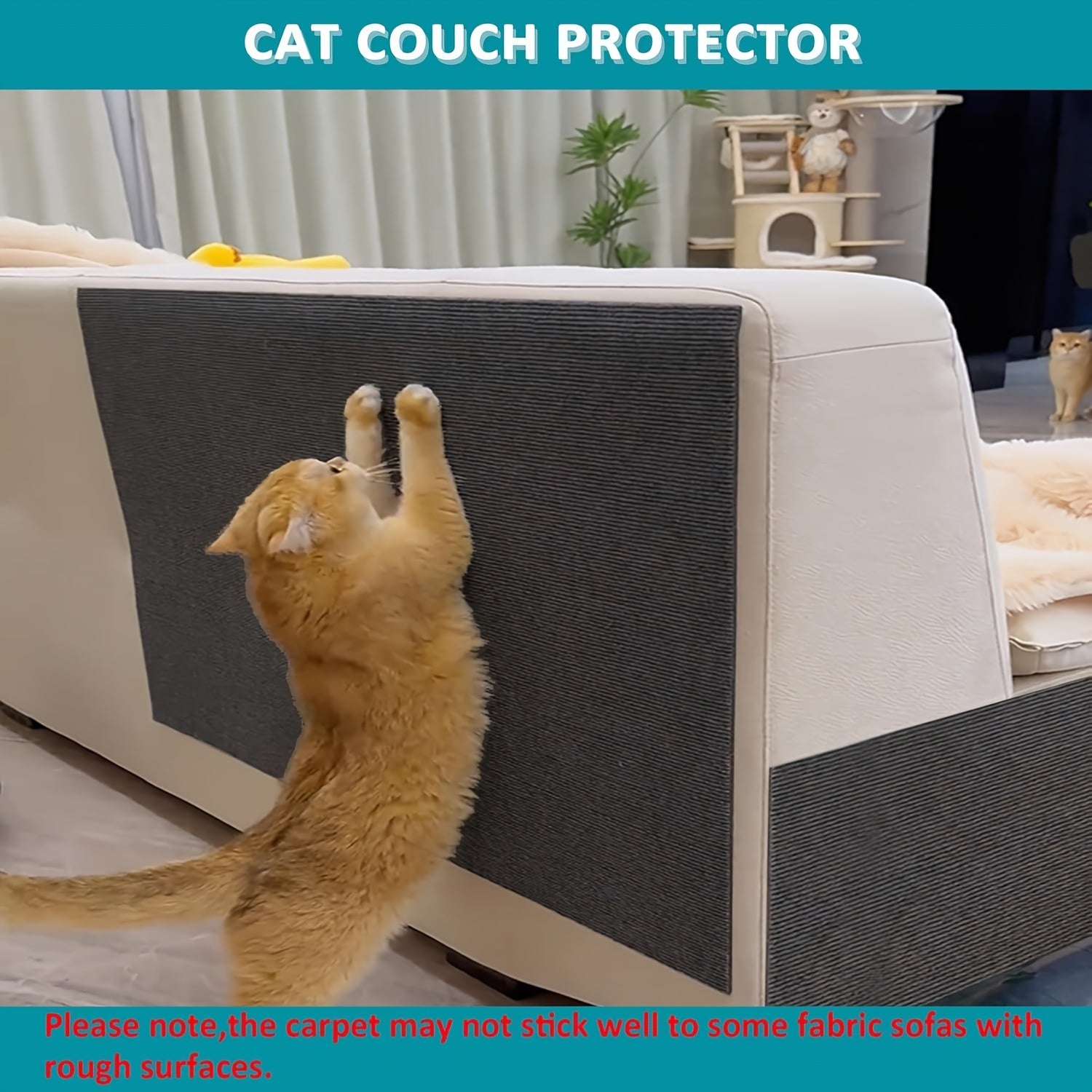 40x100cm Self-Adhesive Cat Scratch Guard Mat Furniture Protector Reusable Sofa Shield