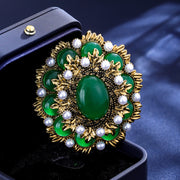 Women’s Baroque Style Brooch Rhinestones Pearl Retro Palace Emblem Jewelry