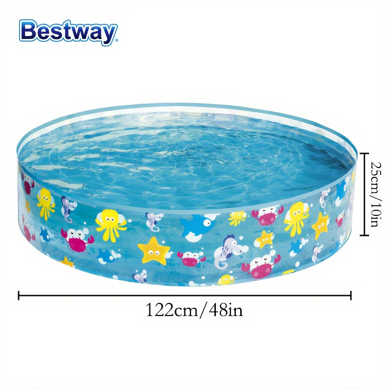 Inflatable Pool for Kids Marine Life Design Durable PVC Easy Fill and Deflate