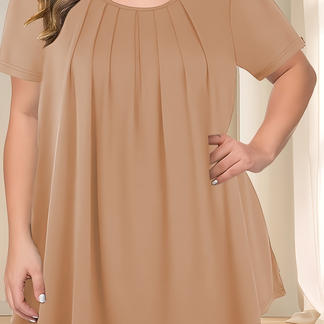 Women’s Plus Size Short Sleeve Blouse Polyester Casual Spring Summer