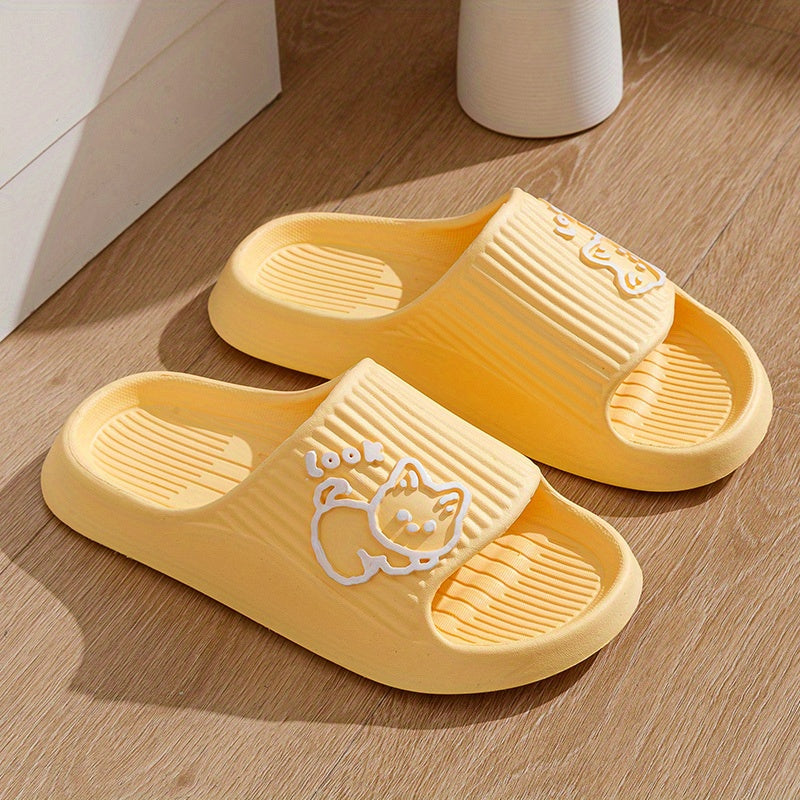Women's Cat Pattern Open Toe Slides Soft Sole Indoor Shoes