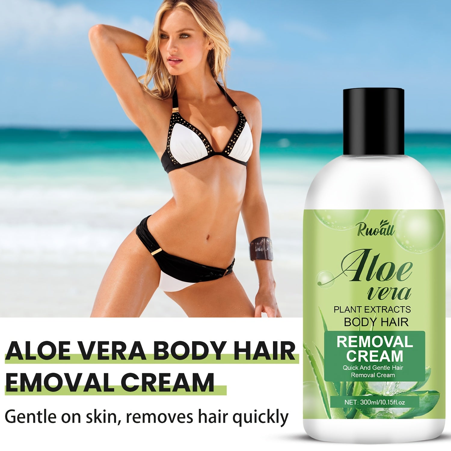 Women's Aloe Vera Hair Removal Cream 300ml with Scraper Moisturizing