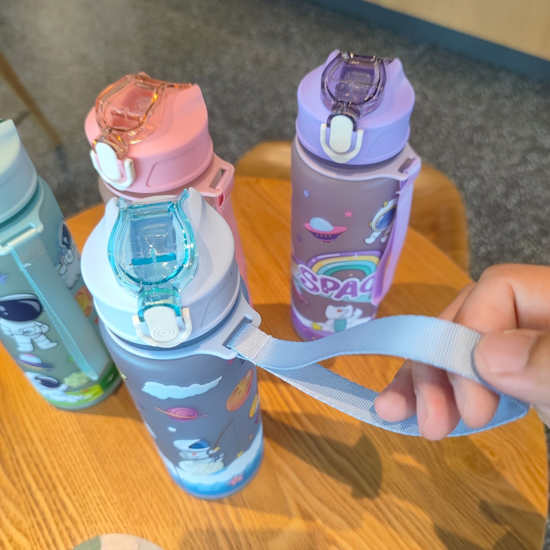 Space-Themed Astronaut Water Bottle with Straw Lightweight PVC-Free for Outdoor and Back-to-School