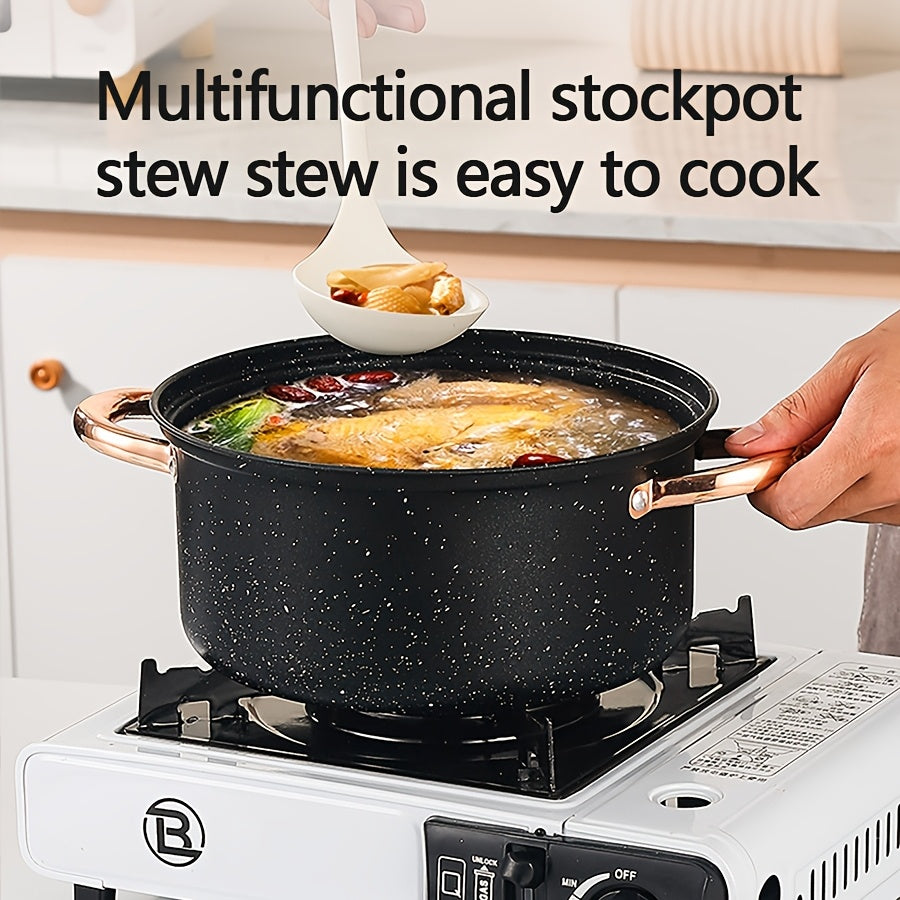 12-Piece Stainless Steel Non-Stick Cookware Set with Gold Handles and Silicone Utensils