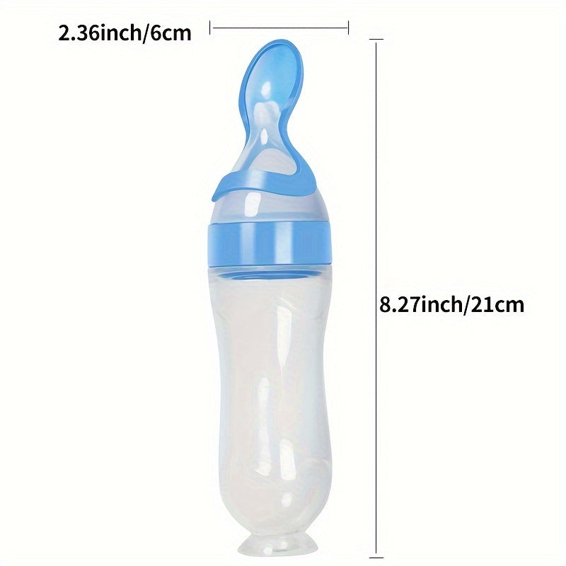 Baby Food Feeder Set with Silicone Bottles Spoons Suction and Rice Paste Spoon