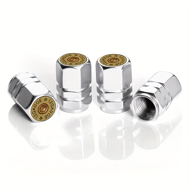 Black Tire Valve Caps 4 Pack Aluminum Alloy Dustproof for Cars Trucks SUVs Motorcycles