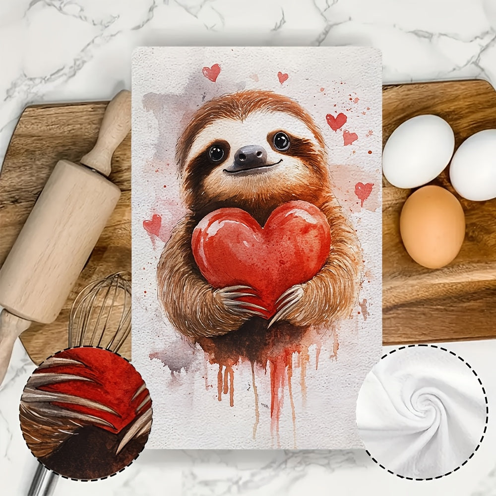 Juego de 2 toallas de cocina para el Día de San Valentín, ultra suaves y absorbentes, toallas de mano para platos