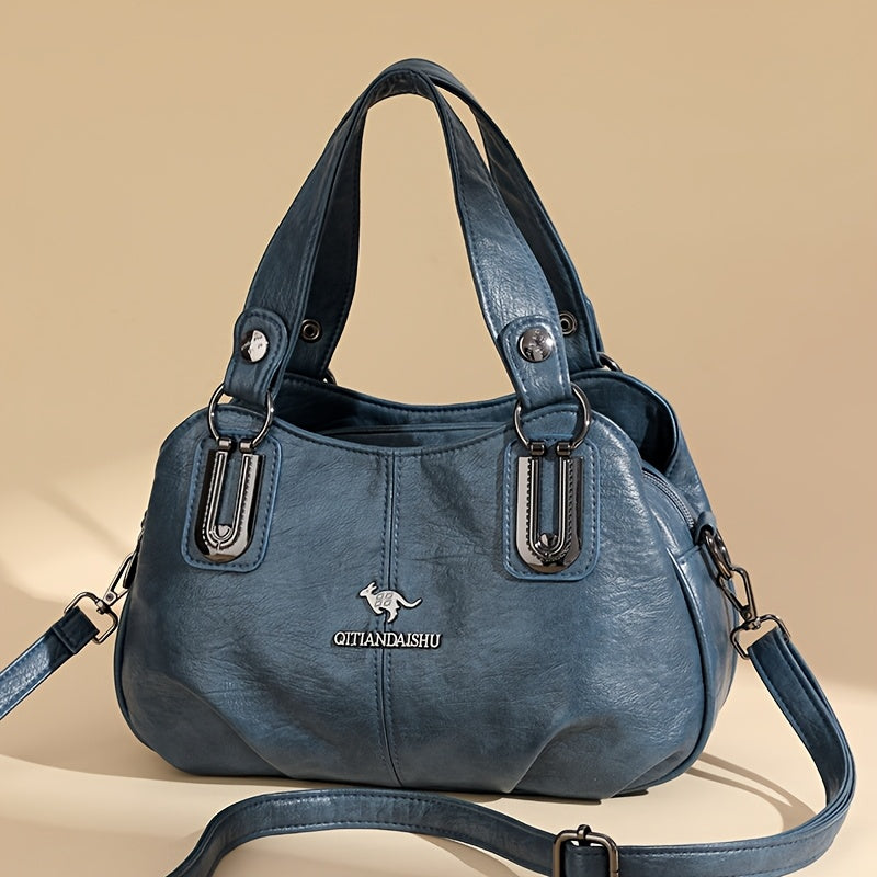 Ayollar uchun tasodifiy qora tote sumka, zip yopilishi va polyester ichki qismi bilan