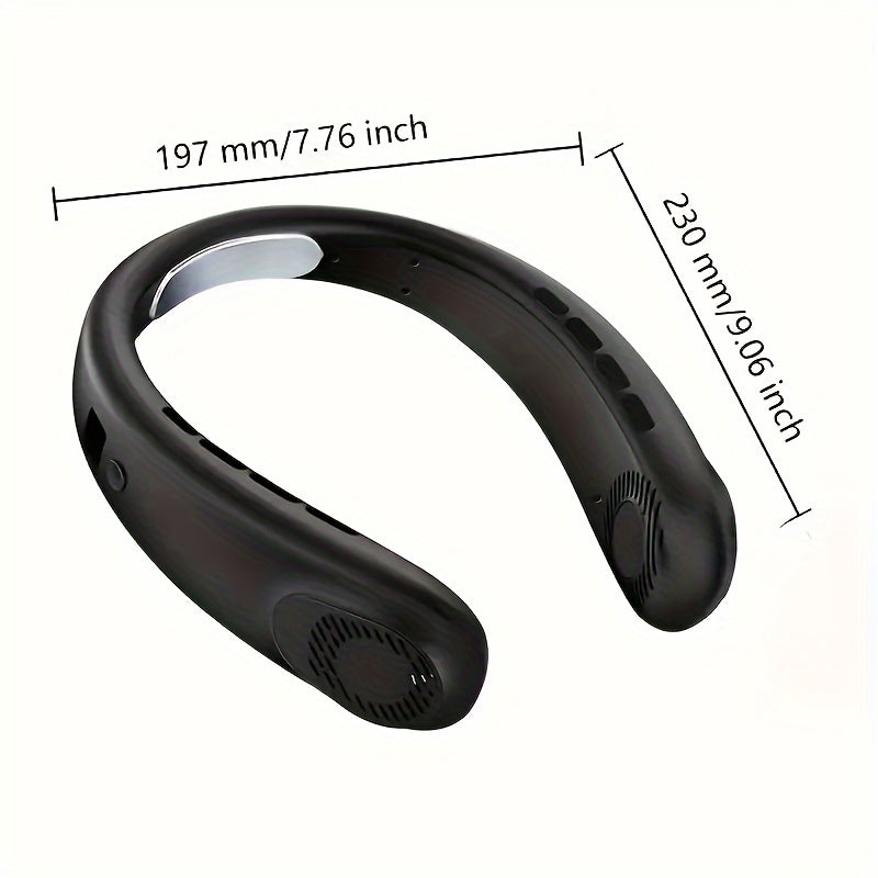 Neck-Mounted USB Fan with LED Lights, Bladeless Design, 5-Speed Cooling