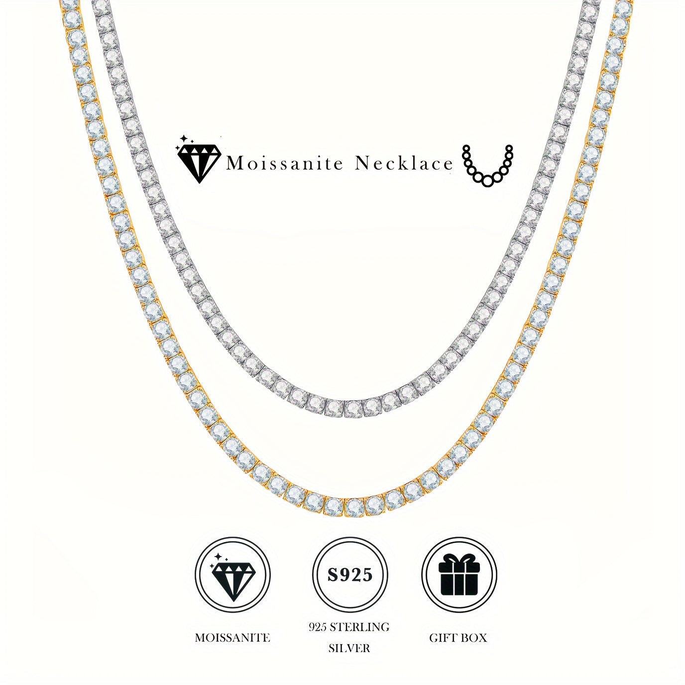 Sterling Silver Moissanite Necklace Elegant Jewelry for Daily or Special Occasions