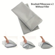 Set of Two Brushed Polyester Pillowcases Solid Color Breathable Envelope Closure