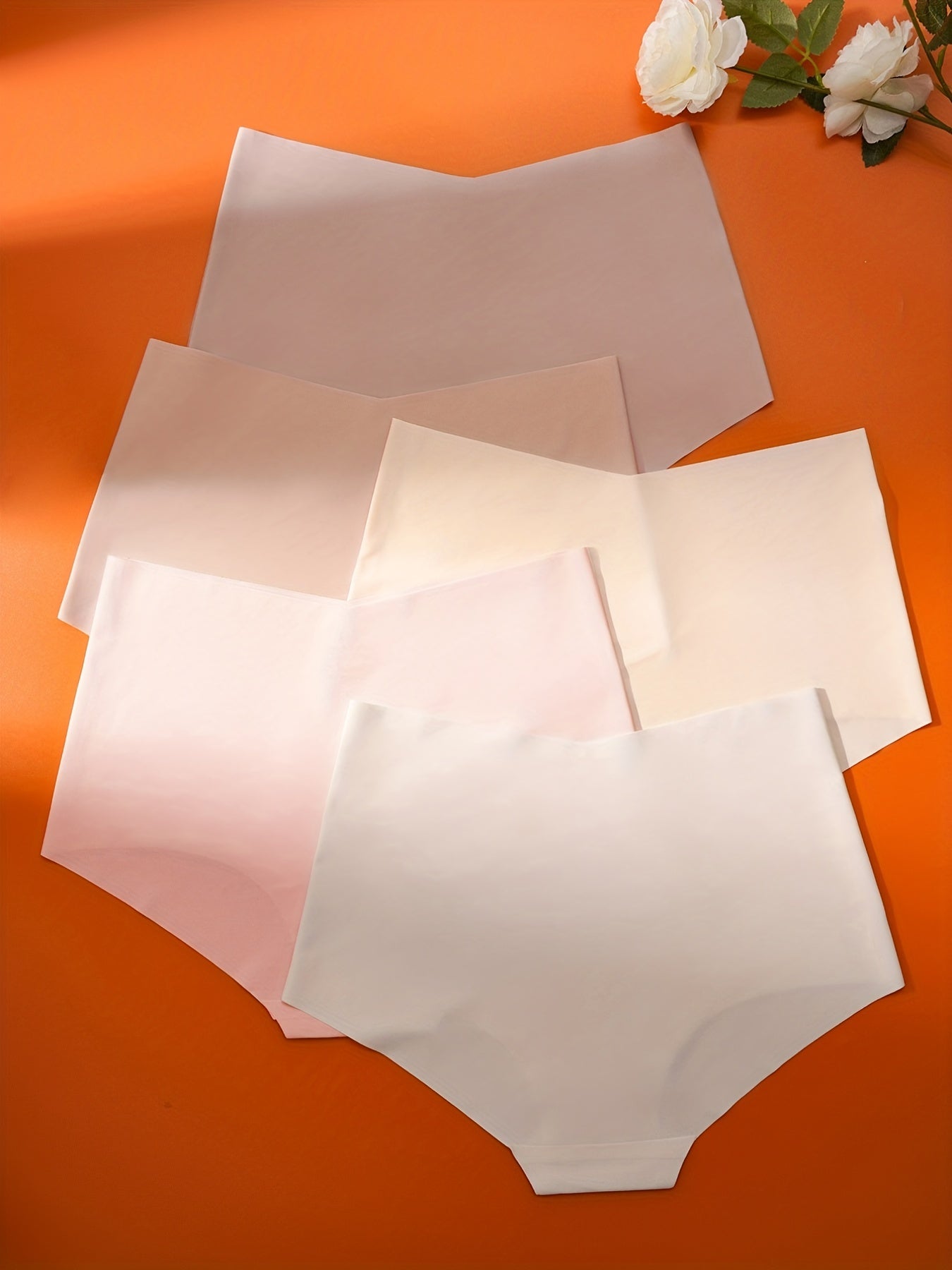 Seamless High Waist Women's Briefs Pack of 5 Soft Comfortable Solid Color Underwear