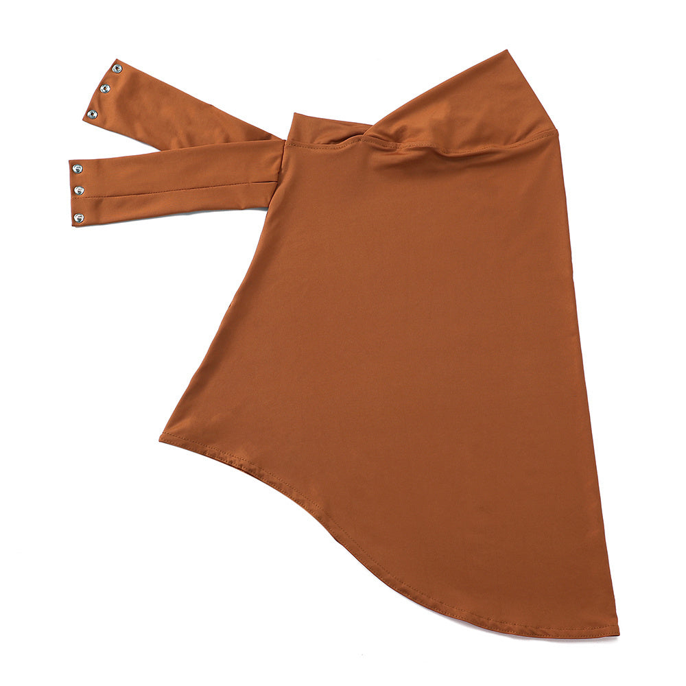 Ayollar uchun polyester sport hijabi, tugma bilan bosilgan chin qopqog'i va to'liq boshqovak, bir xil rangda