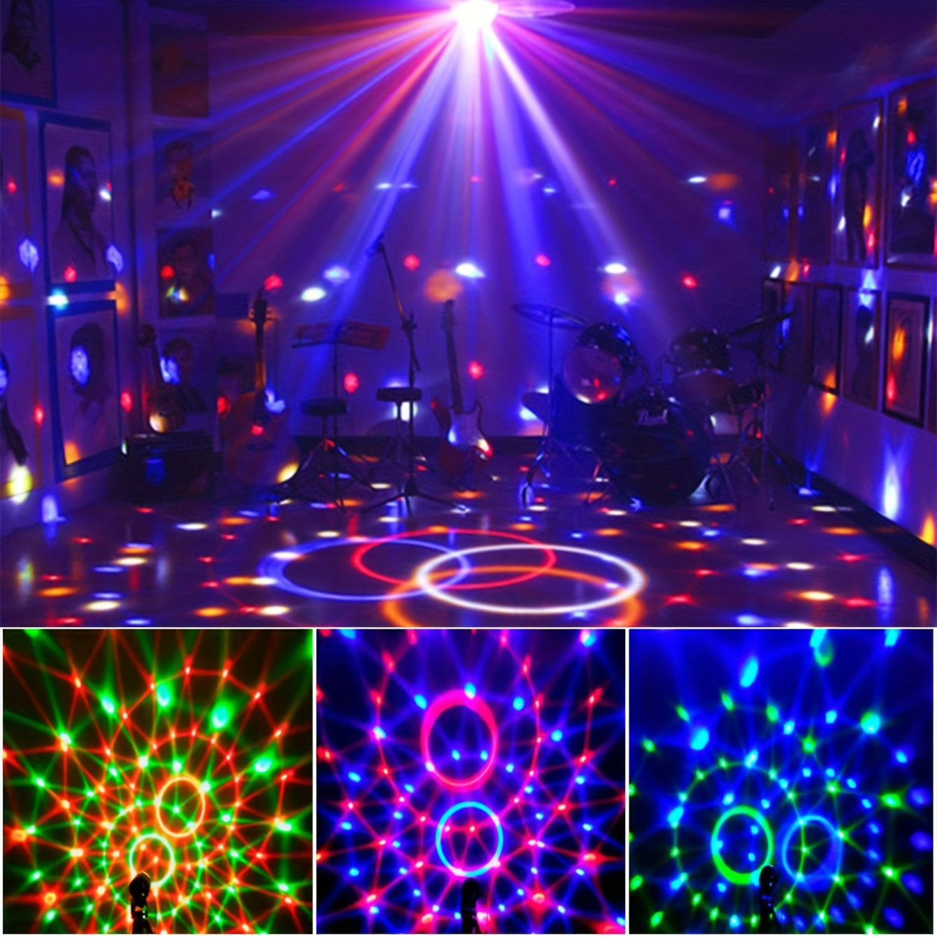 RGB Disco Ball Light with Sound Activation USB Powered 7 Modes for Parties and Events