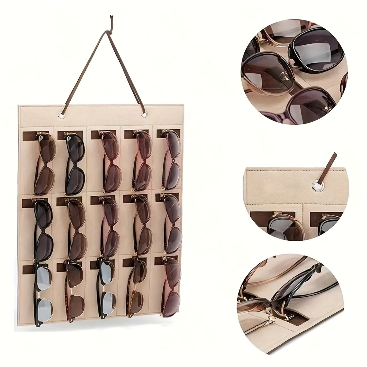 Foldable Felt Wall Organizer for Glasses Holds Up to 15 Pairs Storage Door Hanging