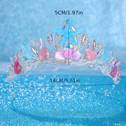 Rhinestone Ocean-Inspired Tiara Crown for Beach Weddings with Shells and Starfish