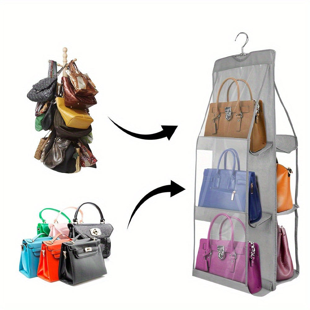 Fabric Wall Organizer with Secure Pockets for Closet Storage in Black and Dark Grey