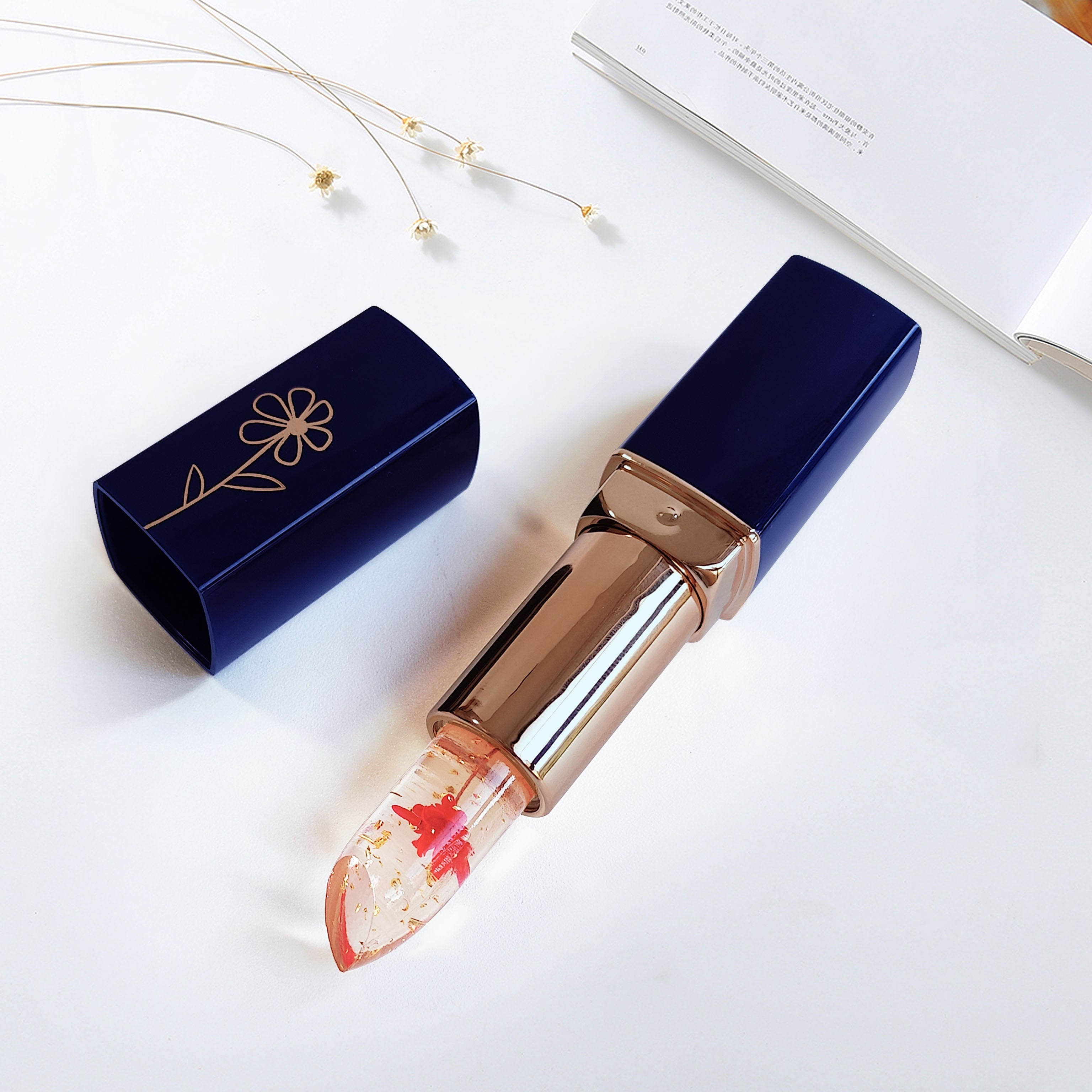 Mujer lápiz labial color cambiador a prueba de agua crema de gel rosa de larga duración