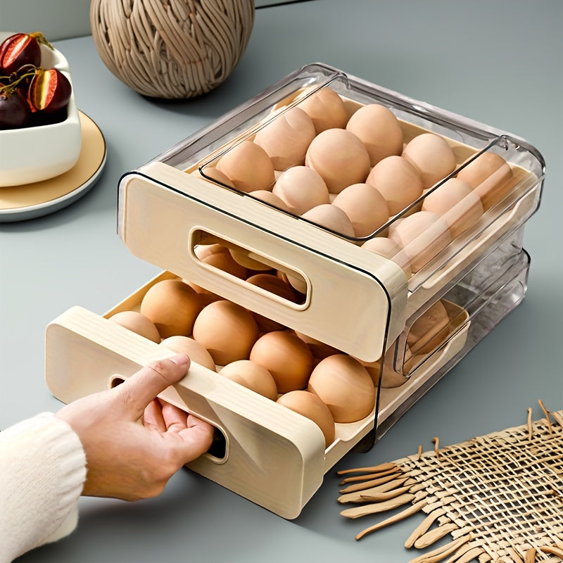 Organizador de nevera con capacidad grande para huevos con 32 huevos, 2 capas