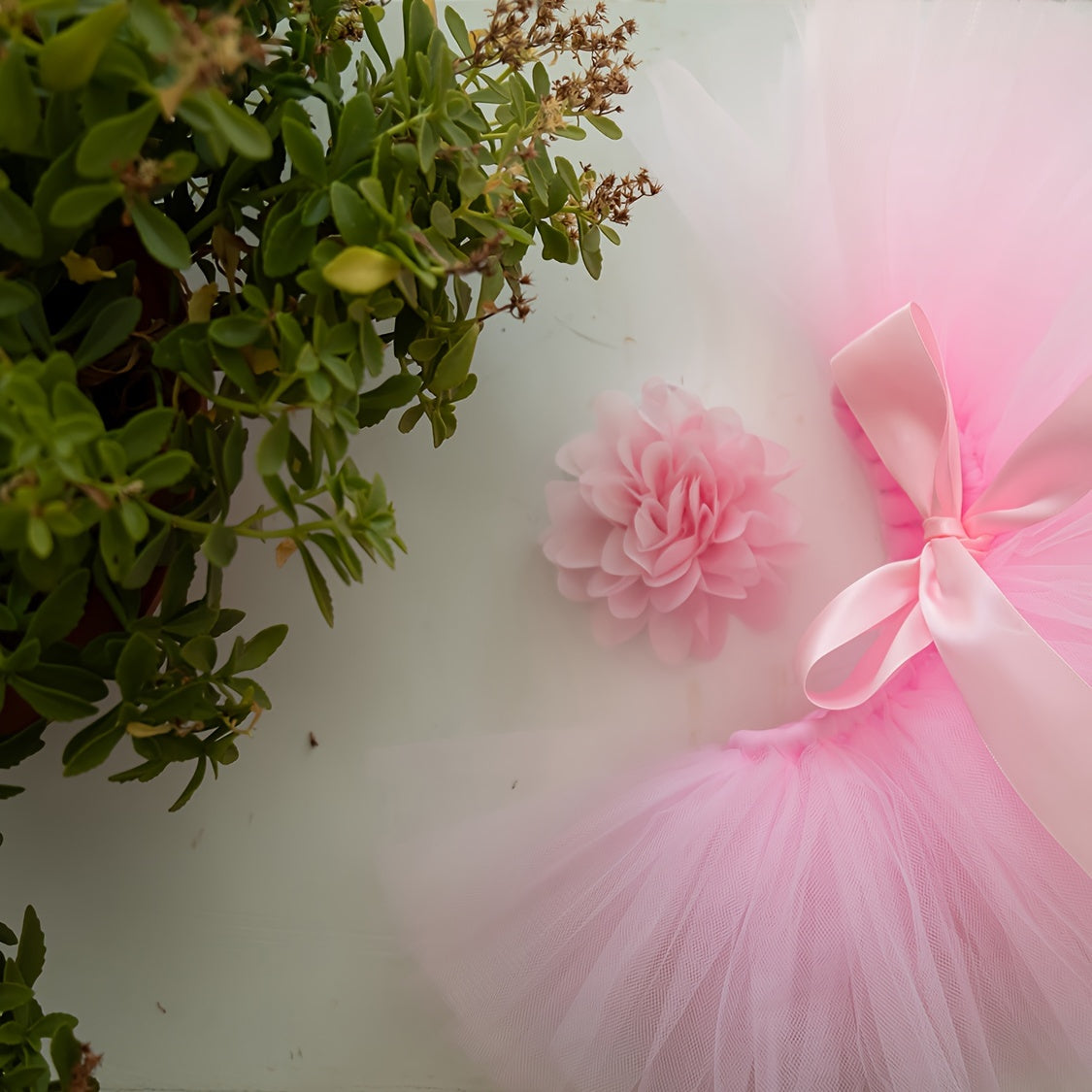 Pink Tulle Skirt and Headband Set for Infant Girls Baby Girl Ballet Costume Birthday Photo Prop
