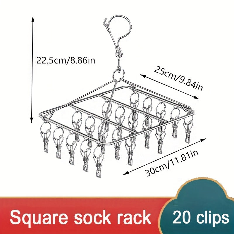 Large Capacity Metal Socks Hanger with Rotating Hook Durable Clothes Drying Rack for Bathroom Bedroom Closet