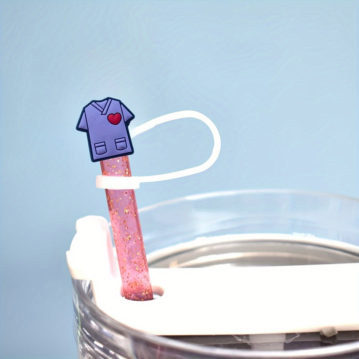 Set of 4 Nurse-Themed Silicone Straw Covers for Holiday Party and Christmas