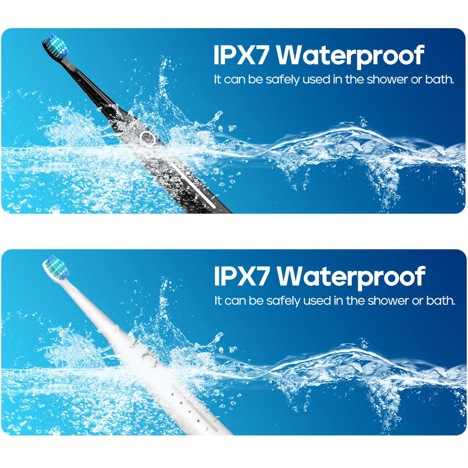 Cepillo de dientes eléctrico para adultos negro y blanco, recargable, 8 cabezales de cepillo