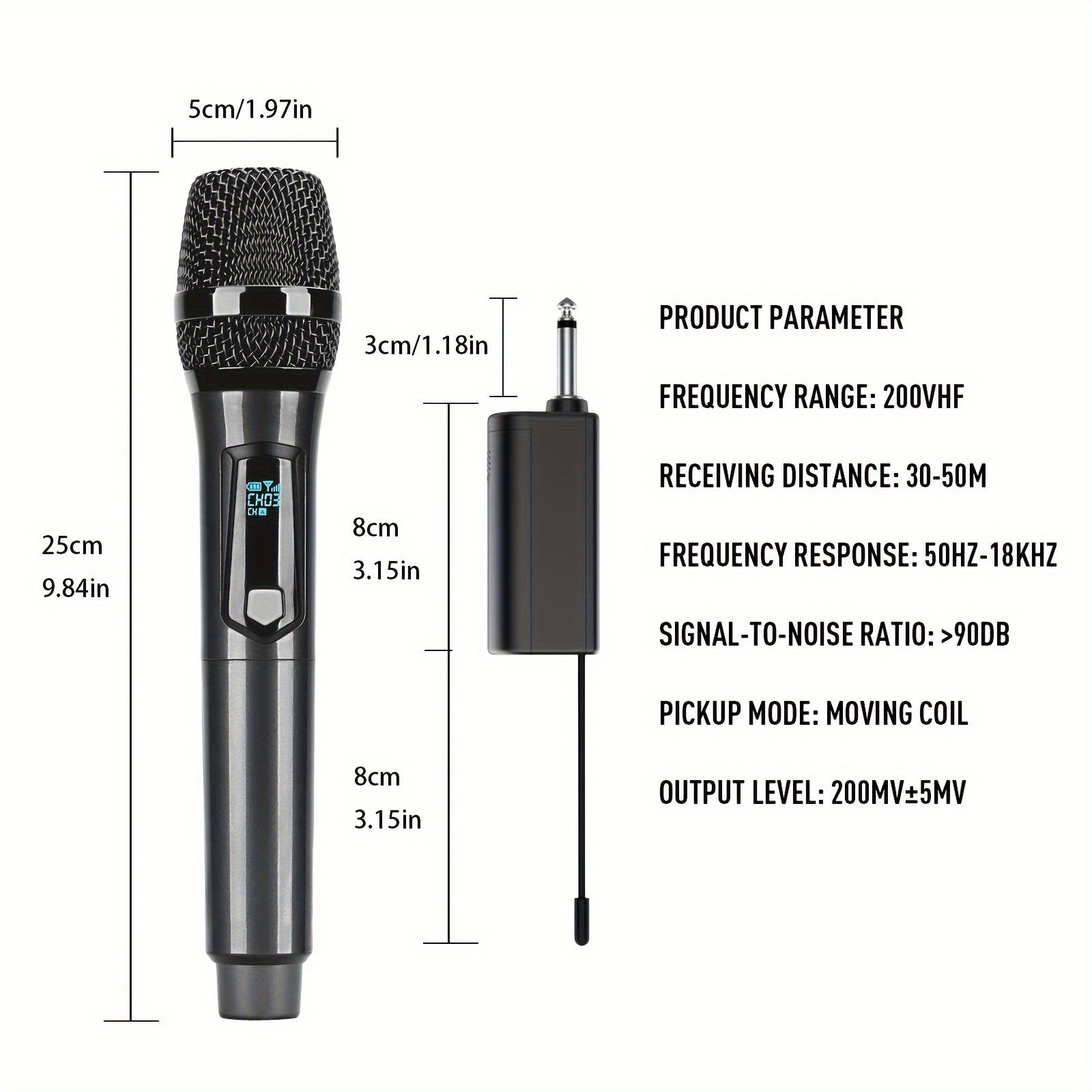 Wireless Microphone System Dual Channels Rechargeable for Karaoke Speeches Weddings