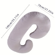 Maternity Pillow Crystal Velvet C-Shaped Pregnancy Pillow with Cooling Cover and Washable Waist Support