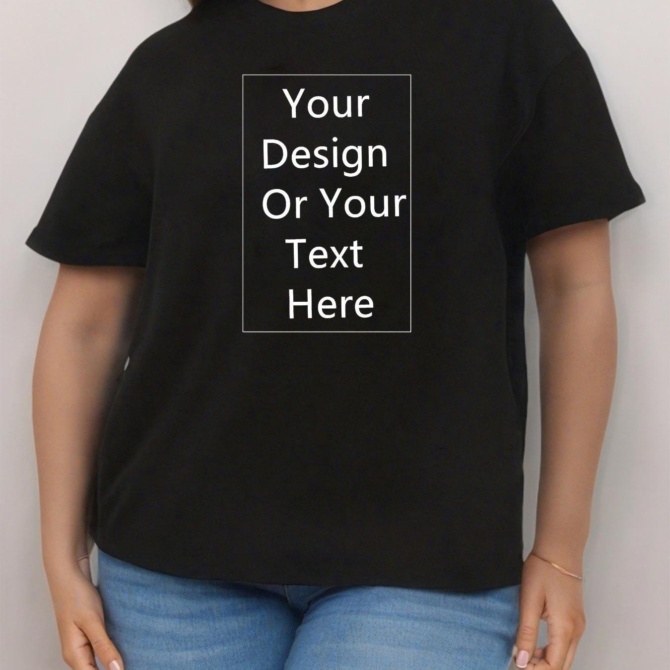 Women's Plus Size Casual T-Shirt Breathable Stretch Short Sleeve Black White Text