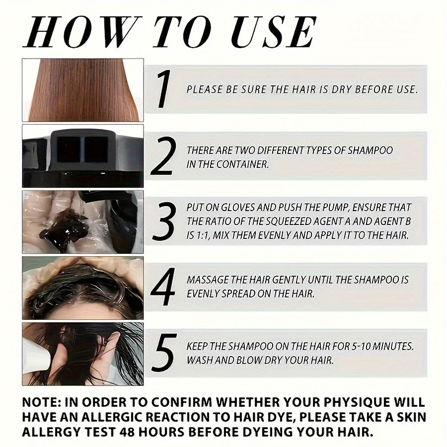 Women Hair and Beard Color Shampoo Black Dark Brown Plant Squalane Ginseng Ginger