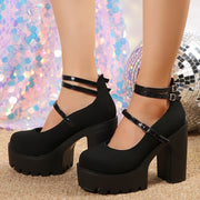 Women's All-Season Soft Sole High Heel Shoes with Platform Heel and Plain Toe