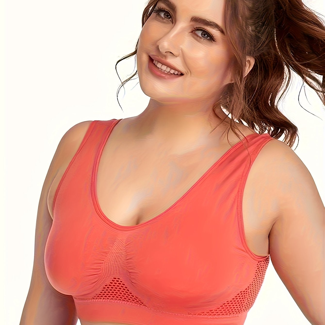 Women's Plus Size Mesh Sports Bra Breathable Underwire Yoga Top