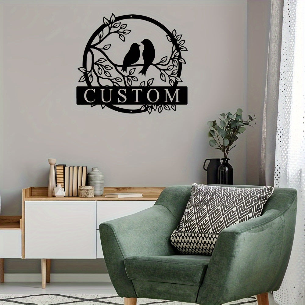 Personalized Lovebirds Metal Wall Art Sign for Porch Patio Garden Decor