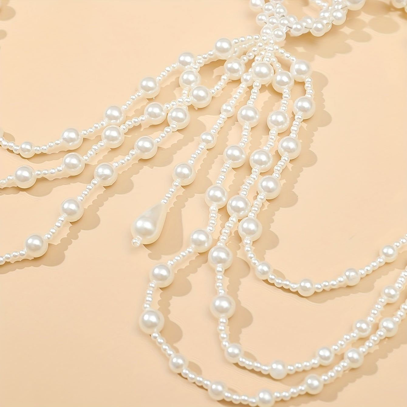 White Faux Pearl Body Chain for Weddings and Parties