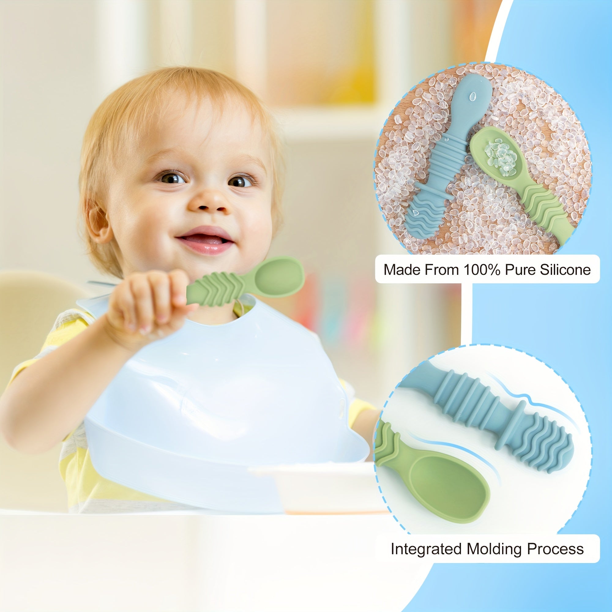 Children's Silicone Feeding Set 2-Piece Soft Spoon and Fork for Kids
