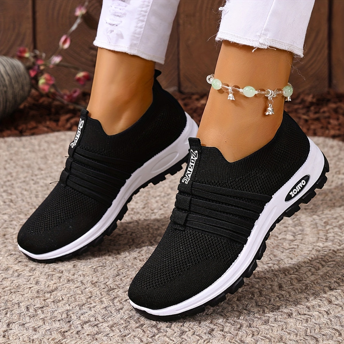 Plus Size Women's Slip-On Sneakers Breathable Mesh Casual Shoes