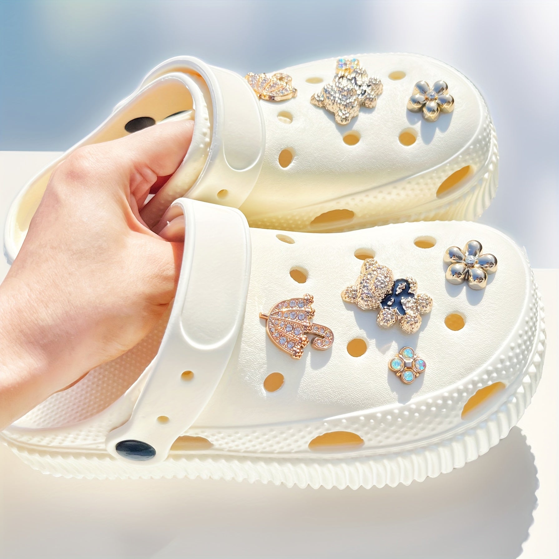 Unisex Crochet Beads Set for Clogs Beach Bags with Charms and Umbrella Shapes