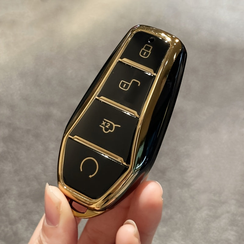 Car Remote Key Fob Cover TPU Shell with Lanyard Keychain for EVs