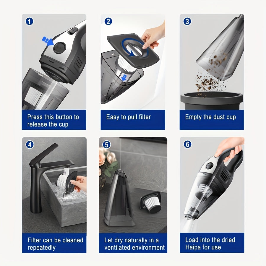 Handheld Car and Home Vacuum Cleaner Mini USB Rechargeable with Accessories