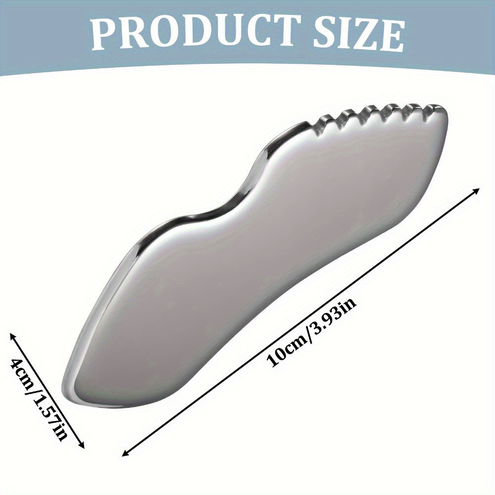 Инструмент для массажа лица Gua Sha из прочной нержавеющей стали. Эргономичный дизайн для расслабления лица, глаз, шеи и тела. Легкий в использовании косметический прибор.