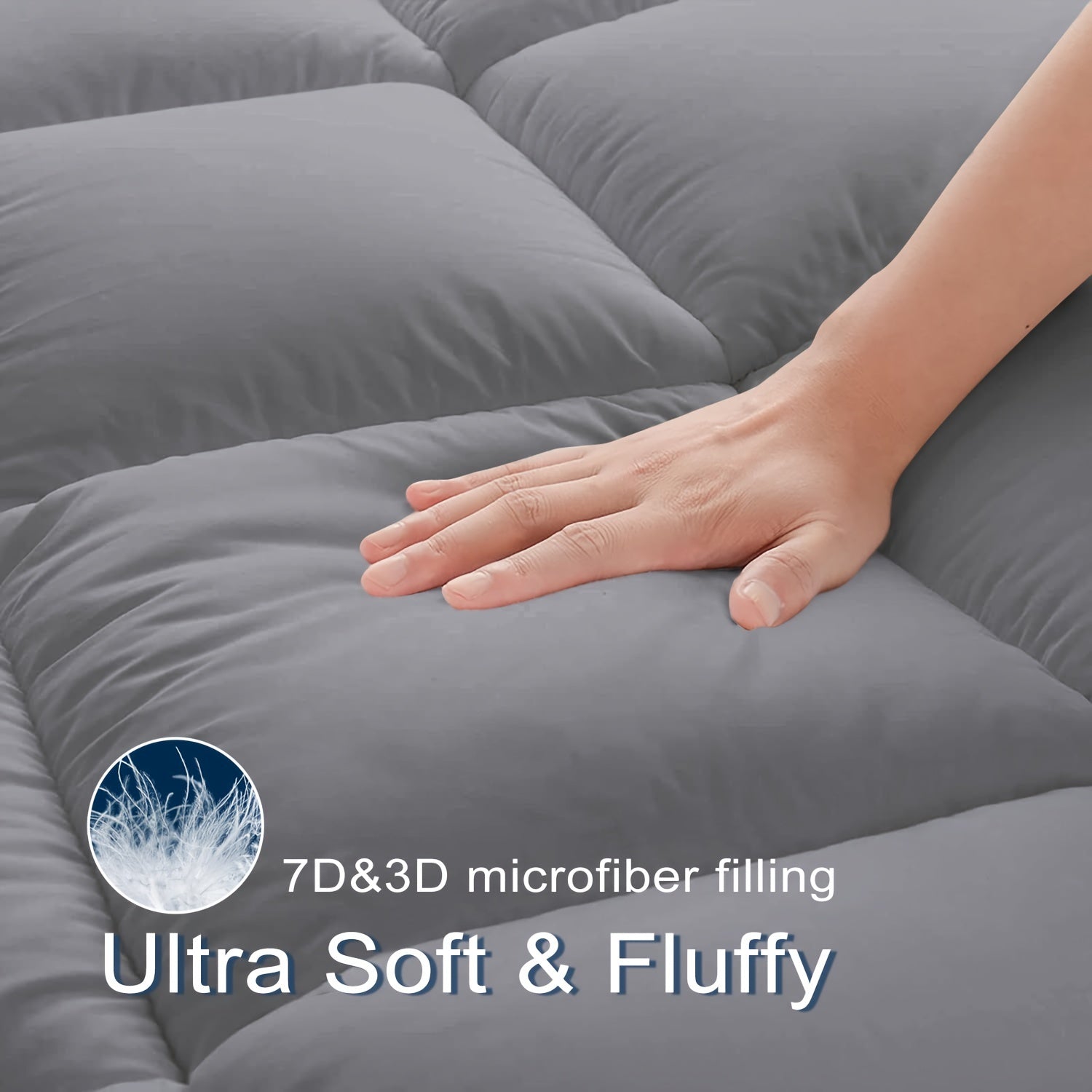 Топпер для матраса сверхтолстый для облегчения боли в спине, дышащая натяжная подкладка до 21 дюйма