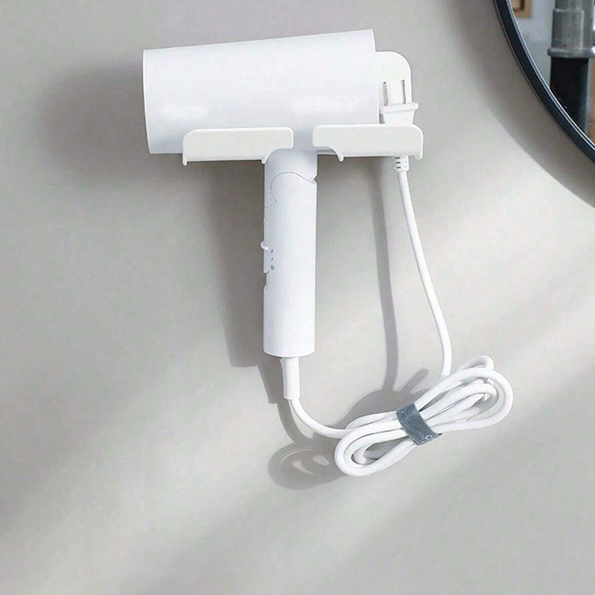 Modern Plastic Hair Dryer Holder Wall Mount Bathroom Kitchen Storage Rack