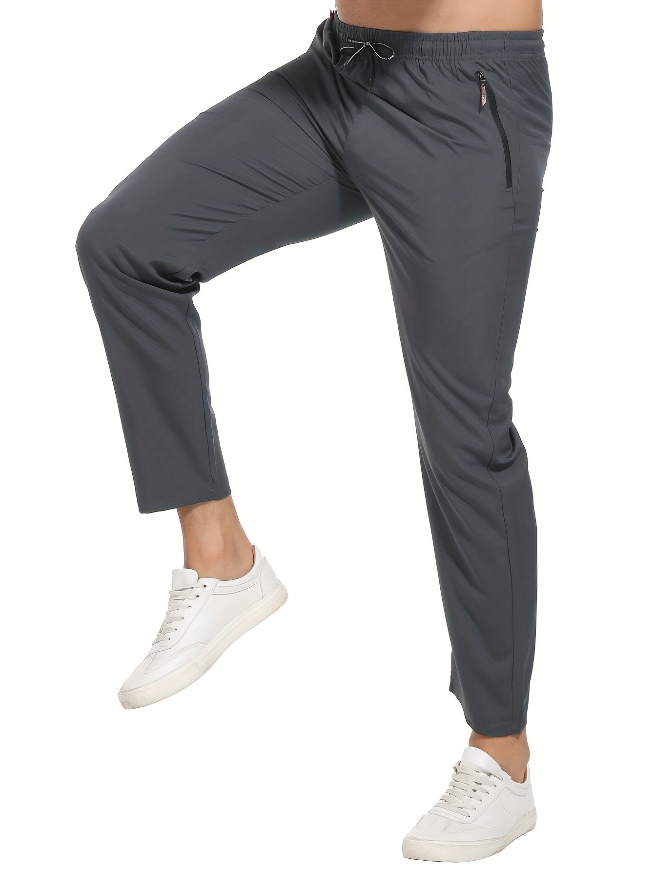 Men's Breathable Quick-Dry Joggers with Zipper Pockets and Drawstring Lightweight Sports Pants