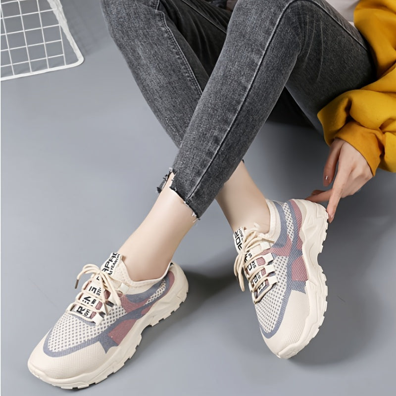 Women's Colorblock Knitted Sneakers Lightweight Breathable Walking Shoes